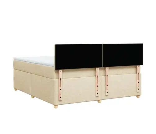 Lova Su Spyruoklėmis Ir Čiužiniu, Kreminė, 180X200 cm Audinys