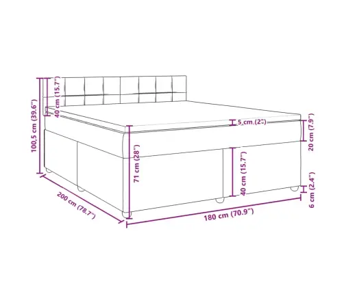 Atsperu Gulta Ar Matraci, Tumši Brūns, 180X200 Cm, Audums Vidaxl