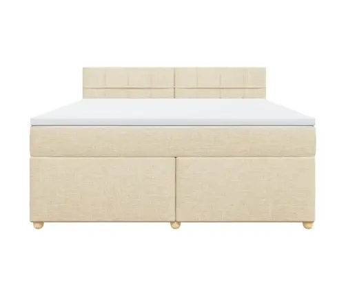 Atsperu Gulta Ar Matraci, Krēmkrāsas, 180X200 Cm, Audums Vidaxl