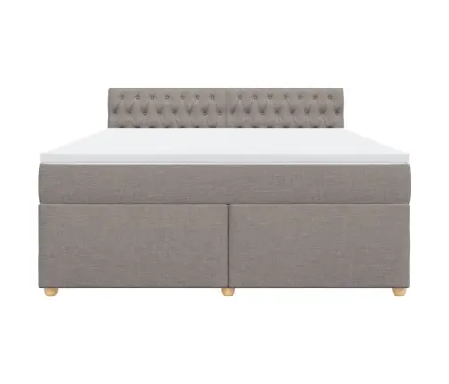 Lova Su Spyruoklėmis Ir Čiužiniu, Taupe, 180X200 cm Audinys