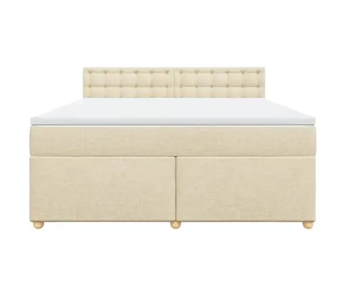 Atsperu Gulta Ar Matraci, Krēmkrāsas, 180X200 Cm, Audums Vidaxl