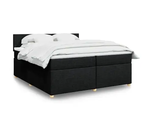 Atsperu Gultas Rāmis Ar Matraci, Melna Audums, 200X200 Cm Vidaxl