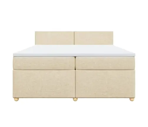 Atsperu Gultas Rāmis Ar Matraci, Krēmkrāsas Audums, 200X200 Cm Vidaxl