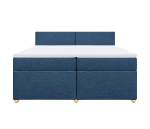 Atsperu Gultas Rāmis Ar Matraci, Zils Audums, 200X200 Cm Vidaxl