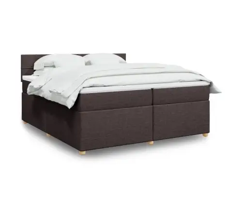 Lova Su Spyruoklėmis Ir Čiužiniu, Ruda, 200X200 cm Audinys