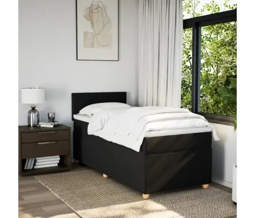 Atsperu Gulta Ar Matraci, Melna, Audums, Vienvietīga Vidaxl