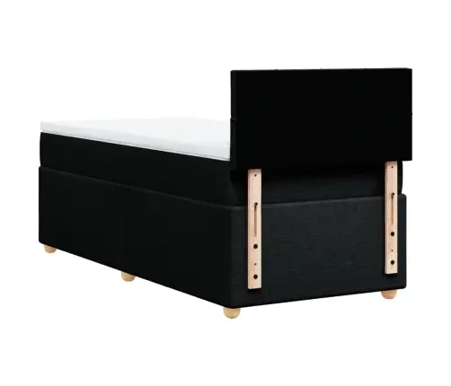 Atsperu Gulta Ar Matraci, Melna, Audums, Vienvietīga Vidaxl