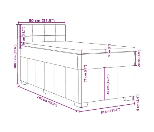Kontinentaalvoodi Madratsiga, Pruunikashall, 80X200 cm Kangas