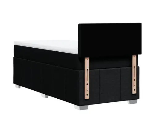 Atsperu Gultas Rāmis Ar Matraci, Melna, 80X200 Cm, Audums Vidaxl