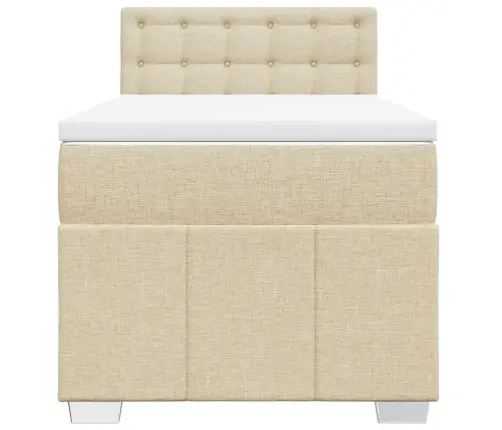 Atsperu Gultas Rāmis Ar Matraci, Krēmkrāsas, 80X200 Cm, Audums Vidaxl