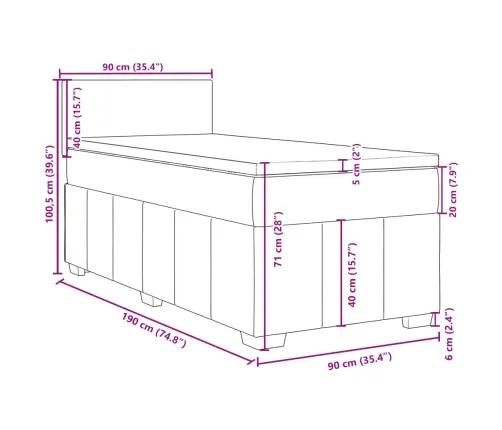 Atsperu Gulta Ar Matraci, Tumši Brūna, 90X190 Cm, Audums Vidaxl