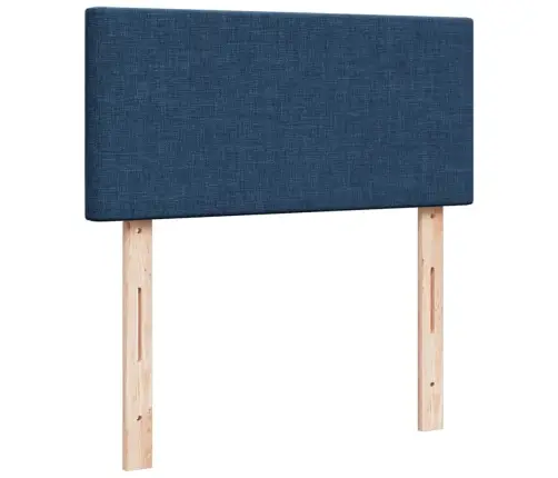 Atsperu Gultas Rāmis Ar Matraci, Zils, 90X190 Cm, Audums Vidaxl