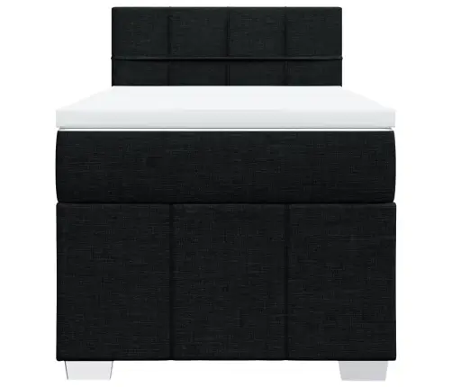 Lova Su Spyruoklėmis Ir Čiužiniu, Juoda, 90X190 cm Audinys