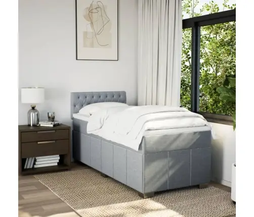 Atsperu Gulta Ar Matraci, Gaiši Pelēka, 90X190 Cm, Audums Vidaxl