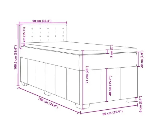 Kontinentaalvoodi Madratsiga, Tumehall, 90X190 cm Kangas