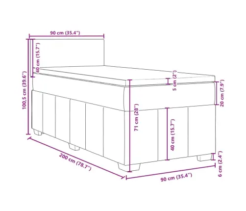 Kontinentaalvoodi Madratsiga, Must, 90X200 cm Kangas