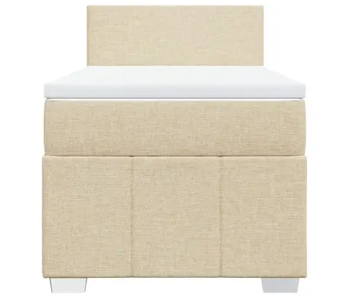 Atsperu Gultas Rāmis Ar Matraci, Krēmkrāsas, 90X200 Cm, Audums Vidaxl
