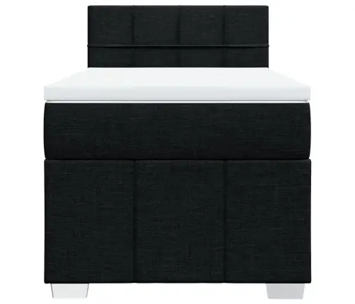 Lova Su Spyruoklėmis Ir Čiužiniu, Juoda, 90X200 cm Audinys