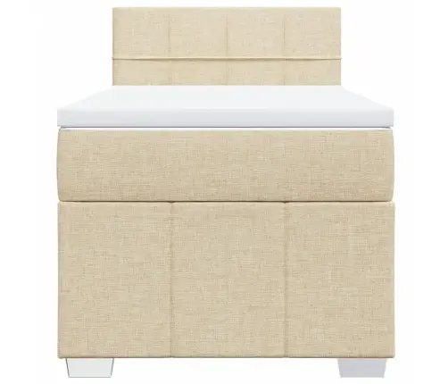 Atsperu Gultas Rāmis Ar Matraci, Krēmkrāsas, 90X200 Cm, Audums Vidaxl