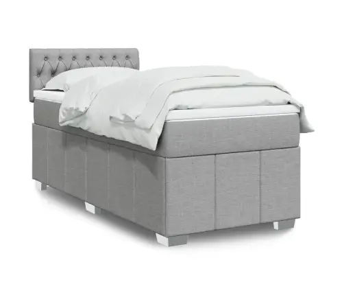 Atsperu Gulta Ar Matraci, Gaiši Pelēka, 90X200 Cm, Audums Vidaxl