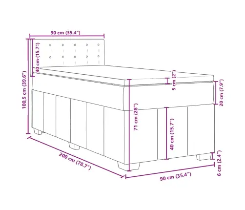 Atsperu Gulta Ar Matraci, Gaiši Pelēka, 90X200 Cm, Audums Vidaxl