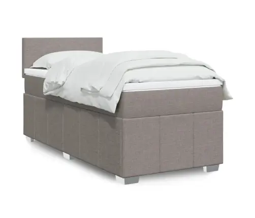 Atsperu Gultas Rāmis Ar Matraci, Pelēkbrūns, 100X200 Cm, Audums Vidaxl