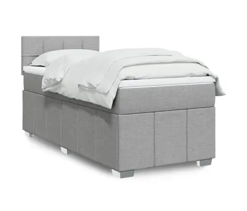 Atsperu Gultas Rāmis Ar Matraci, Gaiši Pelēka Audums, 100X200Cm Vidaxl