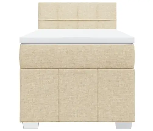 Atsperu Gultas Rāmis Ar Matraci, Krēmkrāsas, 100X200 Cm, Audums Vidaxl