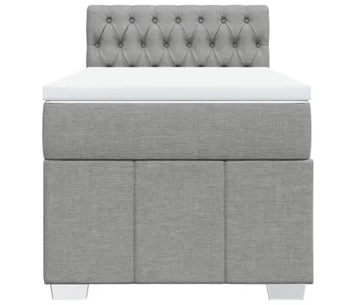 Atsperu Gultas Rāmis Ar Matraci, Gaiši Pelēka Audums, 100X200Cm Vidaxl