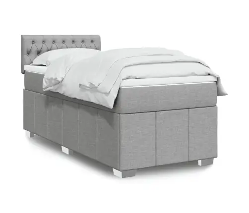 Atsperu Gultas Rāmis Ar Matraci, Gaiši Pelēka Audums, 100X200Cm Vidaxl