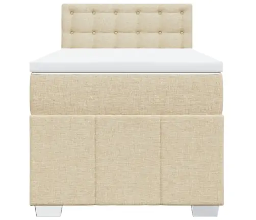 Atsperu Gultas Rāmis Ar Matraci, Krēmkrāsas, 100X200 Cm, Audums Vidaxl