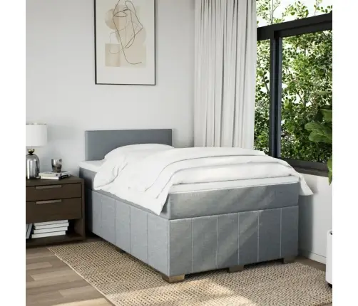 Atsperu Gulta Ar Matraci, Gaiši Pelēka Audums, 120X190 Cm Vidaxl