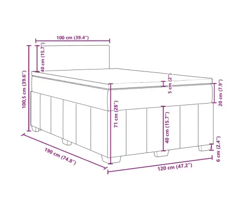 Atsperu Gulta Ar Matraci, Gaiši Pelēka Audums, 120X190 Cm Vidaxl