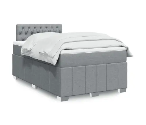 Atsperu Gulta Ar Matraci, Gaiši Pelēka Audums, 120X190 Cm Vidaxl