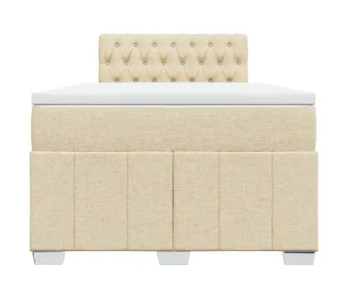 Atsperu Gulta Ar Matraci, Krēmkrāsas Audums, 120X190 Cm Vidaxl