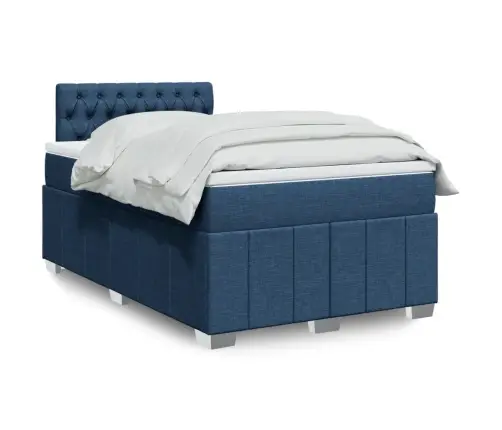 Atsperu Gulta Ar Matraci, Zils Audums, 120X190 Cm Vidaxl