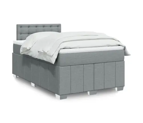 Atsperu Gulta Ar Matraci, Gaiši Pelēka Audums, 120X190 Cm Vidaxl