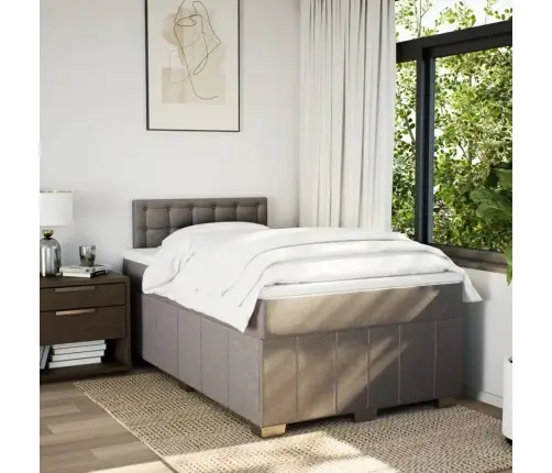 Atsperu Gulta Ar Matraci, Pelēkbrūns Audums, 120X190 Cm Vidaxl