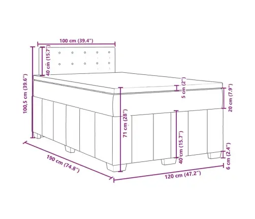 Atsperu Gulta Ar Matraci, Krēmkrāsas Audums, 120X190 Cm Vidaxl