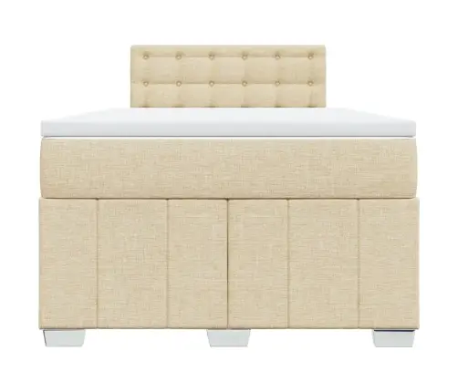 Atsperu Gulta Ar Matraci, Krēmkrāsas Audums, 120X190 Cm Vidaxl