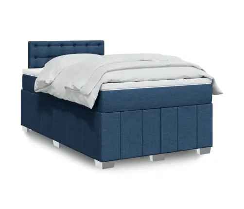 Atsperu Gulta Ar Matraci, Zils Audums, 120X190 Cm Vidaxl