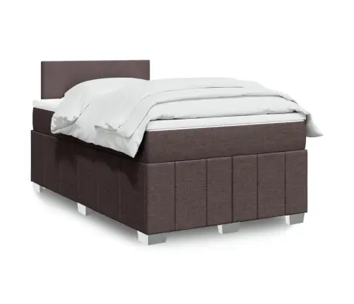 Atsperu Gultas Rāmis Ar Matraci, Tumši Brūna, 120X200Cm, Audums Vidaxl