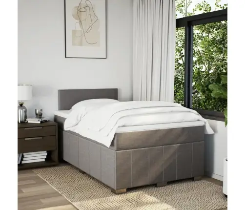 Atsperu Gultas Rāmis Ar Matraci, Pelēkbrūns, 120X200 Cm, Audums Vidaxl