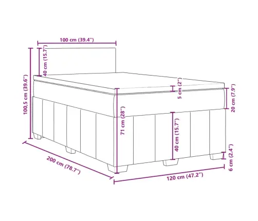 Atsperu Gultas Rāmis Ar Matraci, Pelēkbrūns, 120X200 Cm, Audums Vidaxl