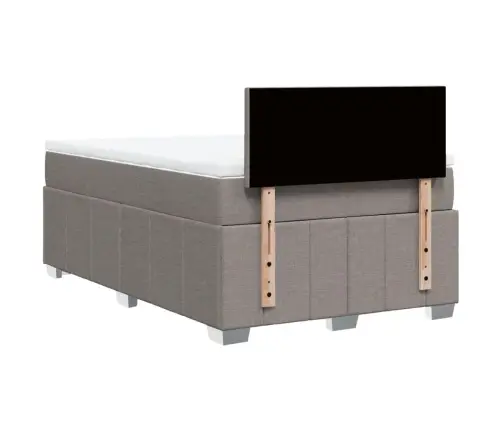 Atsperu Gultas Rāmis Ar Matraci, Pelēkbrūns, 120X200 Cm, Audums Vidaxl