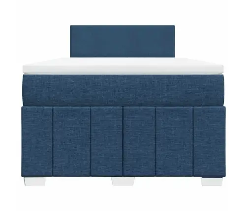 Atsperu Gultas Rāmis Ar Matraci, Zils, 120X200 Cm, Audums Vidaxl