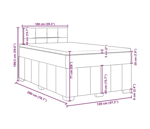 Atsperu Gulta Ar Matraci, Tumši Pelēka Audums, 120X200Cm Vidaxl