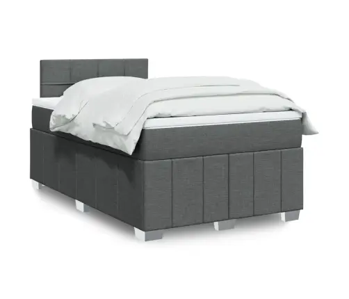 Atsperu Gulta Ar Matraci, Tumši Pelēka Audums, 120X200Cm Vidaxl