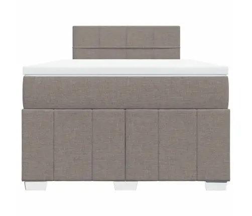 Atsperu Gultas Rāmis Ar Matraci, Pelēkbrūns, 120X200 Cm, Audums Vidaxl