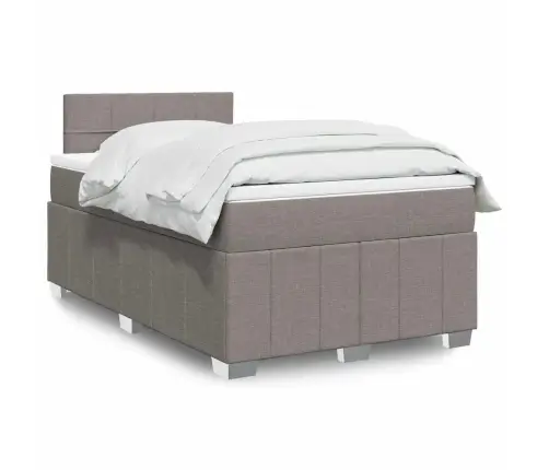 Atsperu Gultas Rāmis Ar Matraci, Pelēkbrūns, 120X200 Cm, Audums Vidaxl